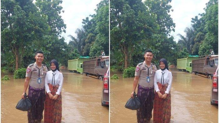 SOSOK Briptu Febbie, Polisi Nekat Naik Rakit Terobos Banjir Demi Jemput Calon Istri ke Sidang Nikah