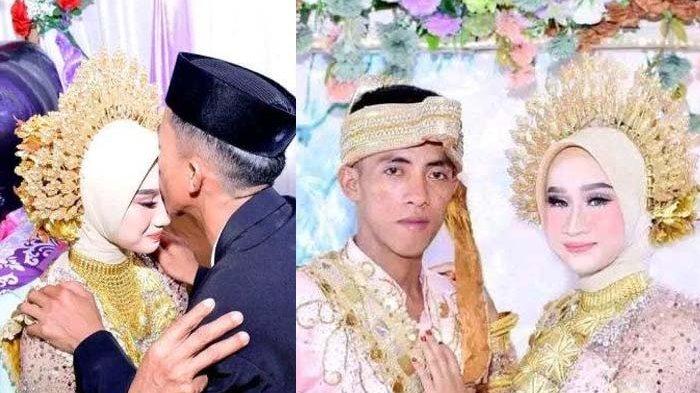 GANTIKAN KAKAK DI PELAMINAN: Pasangan pengantin viral di Kabupaten Jeneponto, Sulawesi Selatan, Kamis (13/2/2025). Pengantin wanita, Imelda gantikan kakaknya di pelaminan yang kabur jelang akad