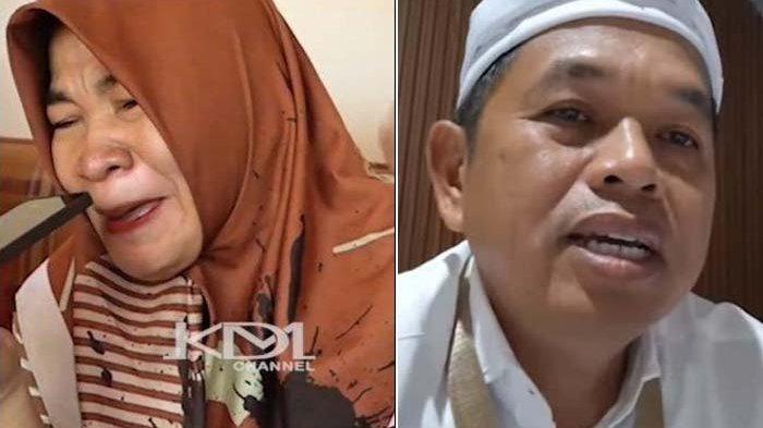 JURAGAN KIOS BERBOHONG: Pedagang Pasar Ciamis, Titin (kiei) ngaku melarat karena kebakaran ke Dedi Mulyadi (kanan). Ngaku rugi Rp600 juta sampai nangis ternyata bohong