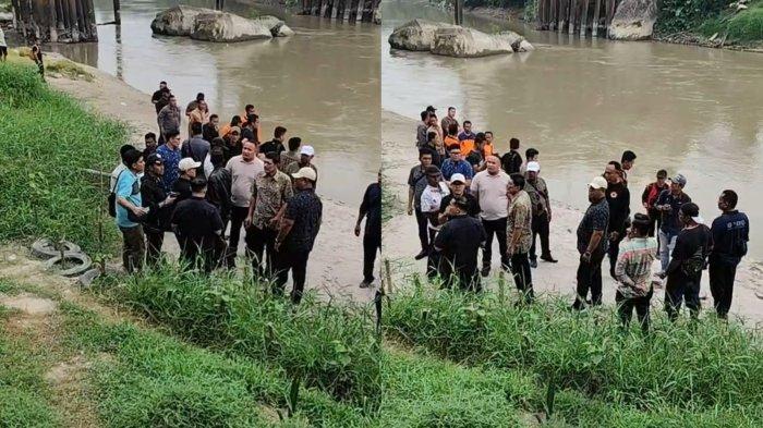 Situasi terkini pencarian dua orang hanyut di Sungai Silau, Kisaran, Asahan, Kamis (3/7/2025). Satu dari dua korban merupakan calon jaksa Pidsus Kejari Simalungun, Reynanda Pria Ginting.