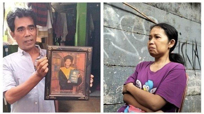 TINGGAL NAMA - Diana (43), ibunda Soleh saat dijumpai di kediamannya di Jakasampurna, Bekasi Barat dan Saifullah (47) ayah Soleh (24), pemuda asal Jakasampurna, Kota Bekasi yang meninggal dunia usai dikabarkan kerja di Kamboja. Soleh Darmawan (24), pemuda asal Jatisampurna, Kota Bekasi pulang tinggal nama setelah bekerja di Kamboja. Curhat ibunda saat terima kabar buruk.