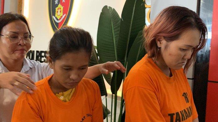 Tampang kedua pelaku TPPO digiring oleh petugas ke Rumah Tahanan Polisi (RTP) Polrestabes Medan, Rabu (8/5/2024).