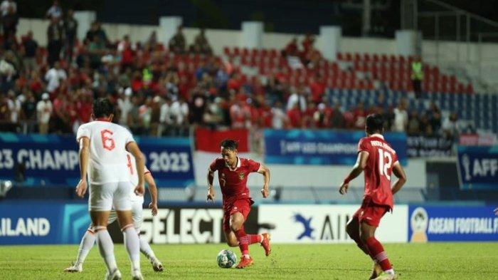 Aksi Beckham Putra pada laga timnas U23 Indonesia vs Vietnam di ajang final Piala AFF U23 2023 di Stadion Rayong, Thailand, Sabtu (26/8/2023) pukul 20.00 WIB.(PSSI)