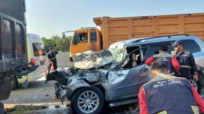 Kecelakaan maut di Tol Binjai-Langsa lokasi menewaskan 5 orang dan 3 luka-luka, Selasa (4/6/2024).