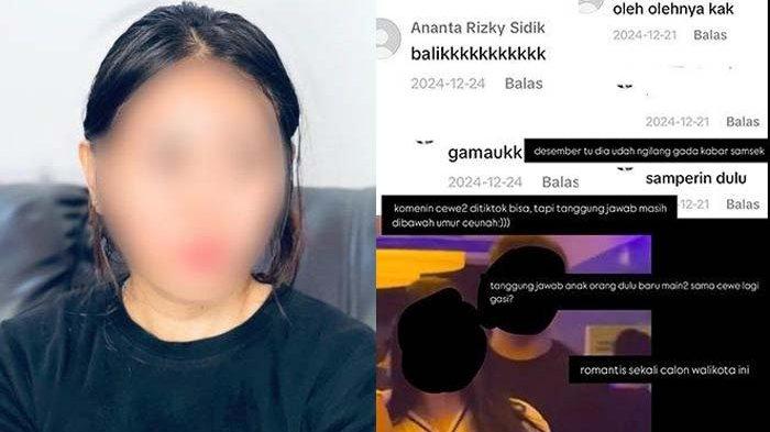 LAPORKAN ANAK PEJABAT: SB kekasih Ananta Rizky Perdana Sidik (kiri) saat bersedia diwawancarai awak media, Kamis (20/2/2025). Kolase daru unggahan Instagram @__srbmn, dikutip pada Kamis (27/2/2025).