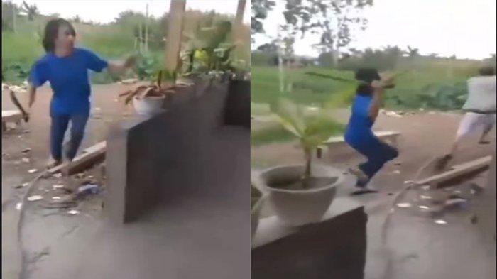 VIRAL Penagih Utang Dikejar Peminjam Sambil Acungkan Parang, Langsung Kabur Ketakutan