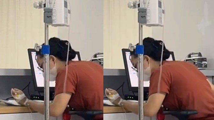 VIRAL Perawat Wanita di Rumah Sakit Kerja dengan Kondisi Tangan Diinfus, Netizen Terkagum-kagum