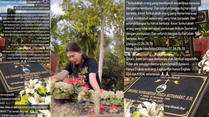Vera Simanjuntak mengungkapkan kekecewaannya dalam Insta Story akun pribadinya dengan tulisan berlatar belakang foto makam Brigadir J.