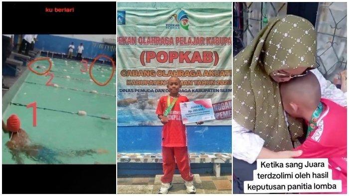 Viral, Bocah Sleman Ini Nangis karena Tak Dapat Medali Juara Lomba Renang, Langsung Peluk Ibu