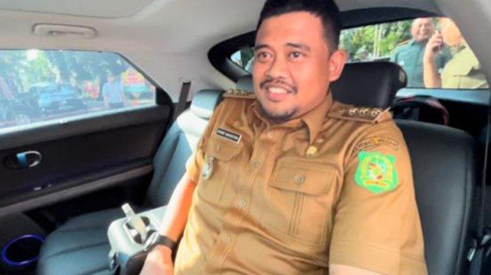 Wali Kota Medan Bobby Nasution memberi keterangan kepada awak media terkait dinamika politik setelah kakak iparnya, Gibran Rakabuming menjadi bacawapres Prabowo Subianto, Senin (23/10/2023).