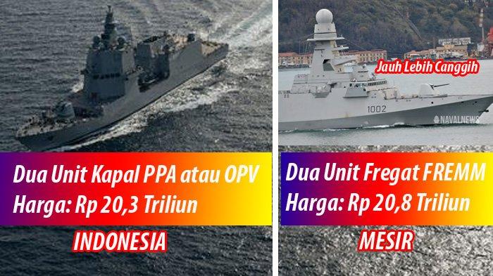 Indonesia diketahui membeli dua unit kapal Pattugliatore Polivalente d Altura (PPA) atau Offshore Patrol Vessel (OPV) produksi Fincantieri, Italia. Bandingkan dengan harga Fregat FREMM milik Mesir. (Tribun-medan.com/ho)