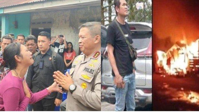 Anak almarhum Sempurna Pasaribu, Eva Pasaribu (baju merah muda), menyampaikan permintaan atensi kepada Kapolda Sumatera Utara Komjen Pol Agung Setya Imam (kanan), saat kunjungan Kapolda ke rumah duka keluarga di Jalan Irian, Kabanjahe, Minggu (30/6/2024).