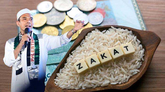 ZAKAT FITRAH- Kolase foto Ustaz Abdul Somad dan ilustrasi pembayaran zakat fitrah yang wajib dilaksanakan setiap umat muslim yang mampu.