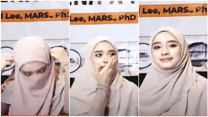 Momentum saat Inara Rusli melepaskan cadar yang ia kenakan dalam satu konferensi pers di Jakarta, beberapa waktu lalu.
