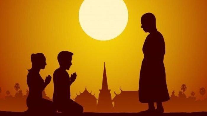 MINTA DOA- Ilustrasi pasangan suami istri meminta doa pada pemuka agama atau bikhsu.