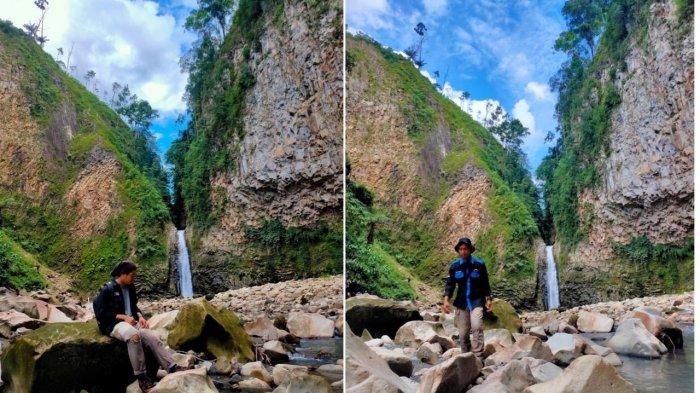 Pelancong saat mengunjungi Air Terjun Lau Biang Langkat beberapa waktu lalu.