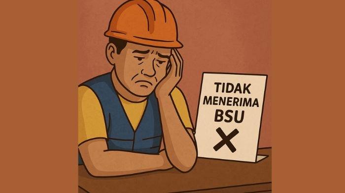 PENERIMA BSU- Ilustrasi seorang penerima BSU tampak lesu lantaran tidak lolos verifikasi. Ilustrasi ini dibuat menggunakan aplikasi kecerdasam buatan atau AI.