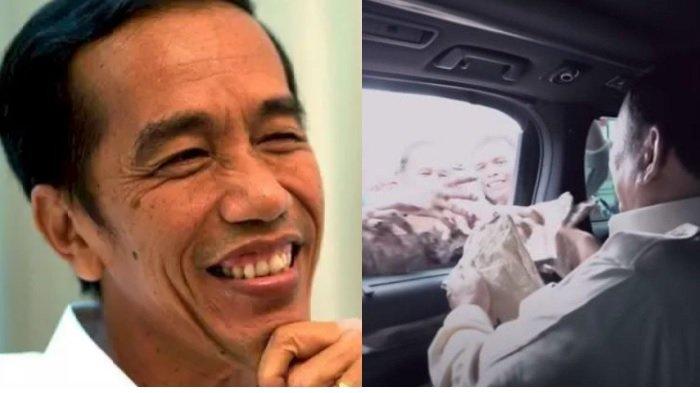 Jokowi dan Prabowo bagi-bagi kaus -