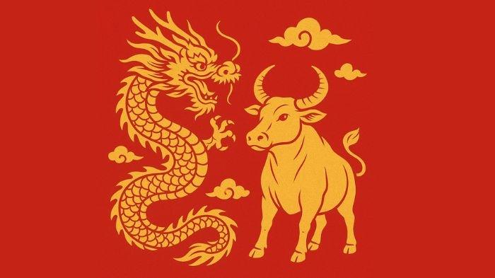 ILUSTRASI SHIO- Ilustrasi ini dibuat menggunakan aplikasi kecerdasan buatan atau AI. Ilustrasi ini menggambarkan shio naga dan shio kerbau yang paling beruntung menurut ramalan shio hari ini 20 Mei 2025.