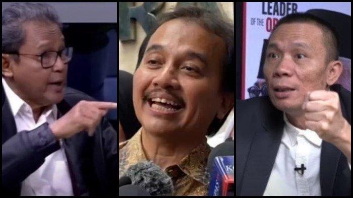 POLEMIK IJAZAH JOKOWI - Dari kiri ke kanan: Penasihat Ahli Kapolri, Aryanto Sutadi, Roy Suryo dan Rismon Sianipar. Polemik ijazah Jokowi, Penasihat Ahli Kapolri ungkap kebohongan Roy Suryo dan Rismon Sianipar. Aryanto Sutadi sebut Roy Suryo dan Rismon Sianipar menyesatkan.