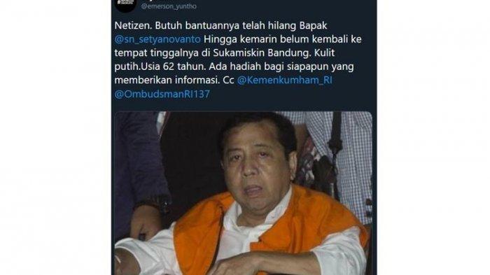 Setya Novanto Hilang dari Lapas Sukamiskin? Setelah Viral Hilangnya Setnov, Kemenkumham Membantah