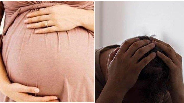 Ilustrasi istri hamil dan suami frustasi