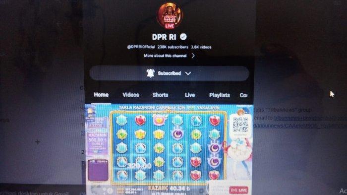 Tangkapan layar akun YouTuber DPR RI kena Hack