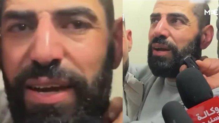 TAHANAN PALESTINA DIBEBASKAN ISRAEL: Setelah ditahan oleh Israel, pria Palestina ini, Mohammaed Zayed, akhirnya bisa bertemu istri dan anak yang belum ia temui selama 20 tahun.