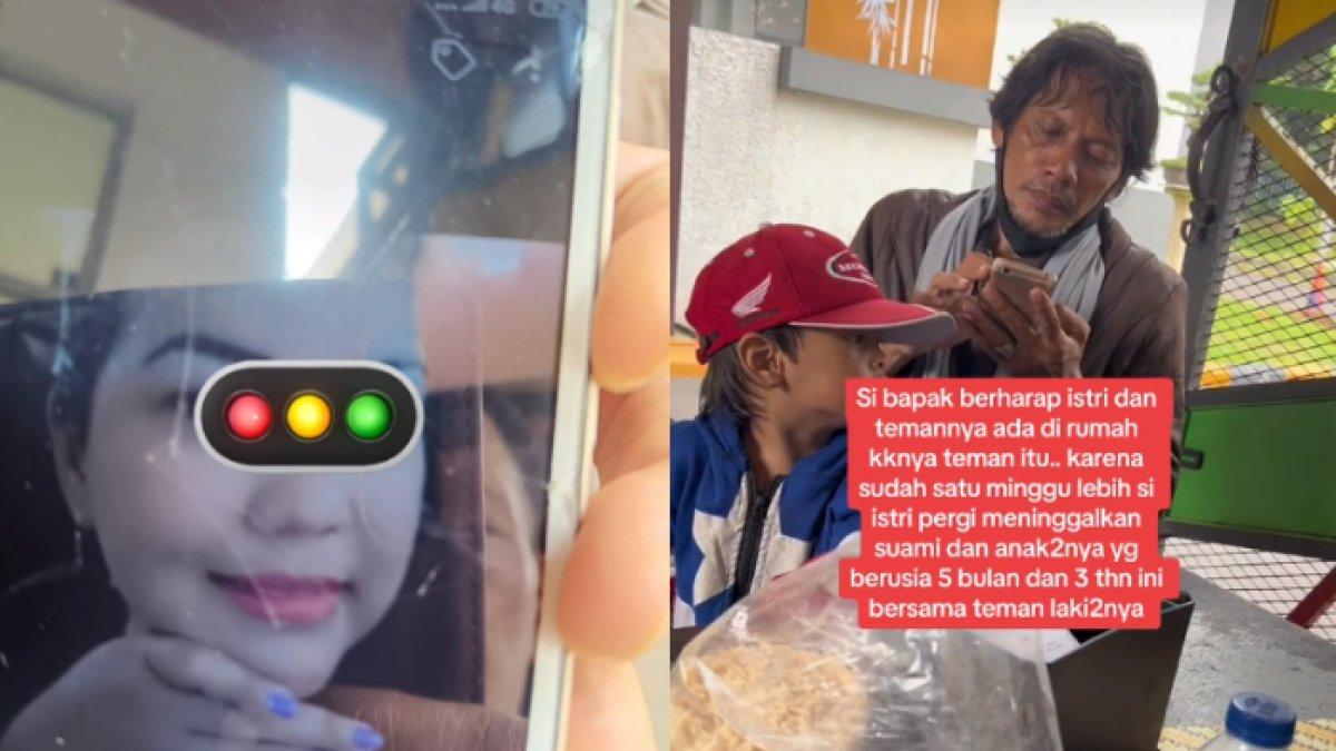 Pria ini menggendong dua balitanya untuk mencari istrinya yang diduga kabur dan berselingkuh.