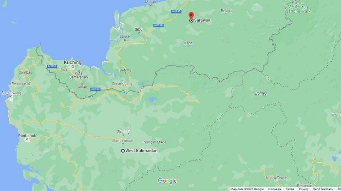 Peta Pulau Kalimantan, Indonesia termasuk wilayah - Sarawak, Malaysia