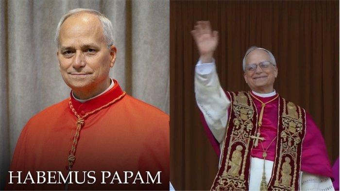 PAUS BARU TERPILIH - Kolase potret Paus Leo XIV, pemimpin gereja Katolik yang baru resmi terpilih menggantikan mendiang Paus Fransiskus, Kamis (8/5/2025).