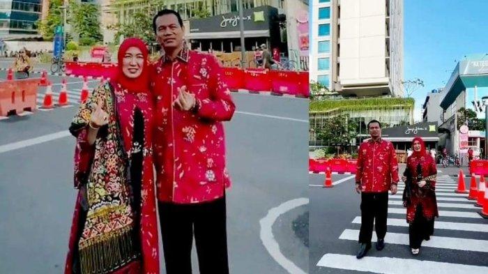 Kenakan Batik Sampan dan Sulaman Nareh, Walikota Pariaman, Genius Umar dan istri Lucyanel Genius, ikutan trend yang lagi viral, jajal Citayam Fashion Week di Kawasan SCBD (Sudirman Central Business District) Jakarta, Sabtu (23/7/2022).