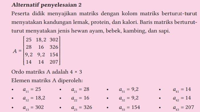 ILUSTRASI JAWABAN - Matematika Tingkat Lanjut kelas 11 SMA halaman 129 Kurikulum Merdeka, soal Latihan A Konsep Matriks.