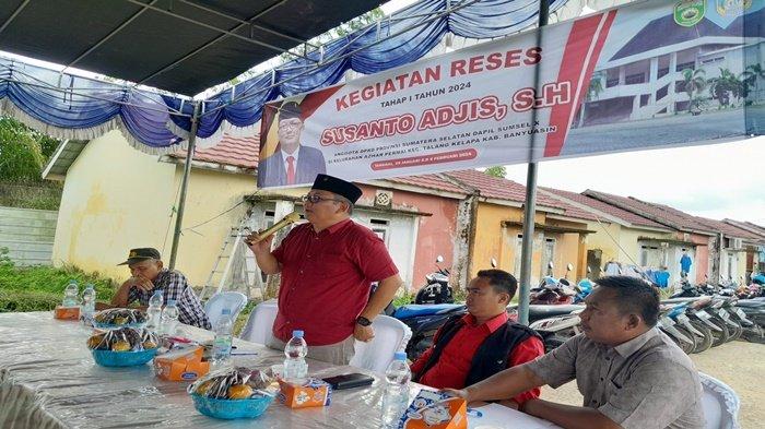 Anggota DPRD Provinsi Sumatera Selatan (Sumsel) Susanto Adjis SH melaksanakan reses perseorangan tahap 1 tahun 2024, di Daerah Pemilihan (Dapil) X Kabupaten Banyuasin yang dilaksanakan pada 29 Januari hingga 5 Pebruari 2024.