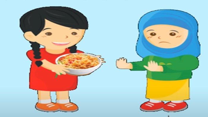Gambar latihan soal Bahasa Inggris kelas 3 SD Bab 2 semester 1 Kurikulum Merdeka, I Don't Like Rice.