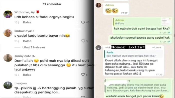 Beredar diduga chat WA Lolly yang mengungkapkan uangnya dipakai Vadel Badjideh