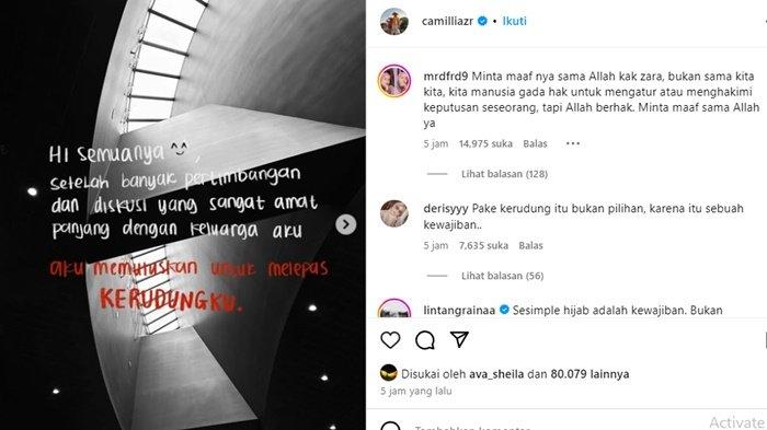 Camillia Laetitia Azzahra Anak Ridwan Kamil memutuskan untuk lepas hijab