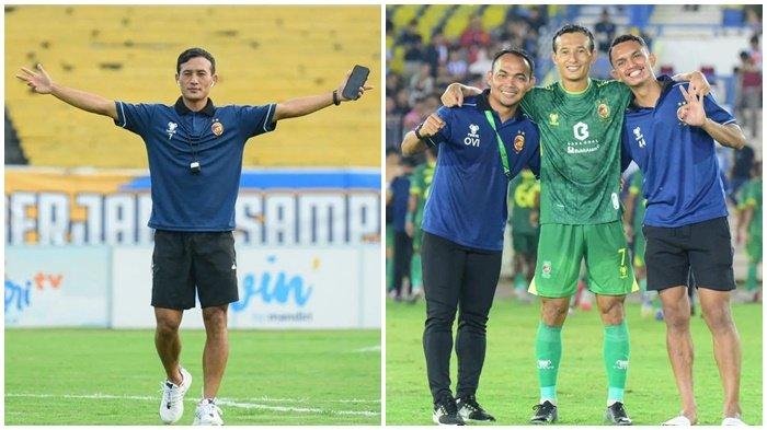 Striker Sriwijaya FC Chencho Gyelsthen asal Bhutan bersama Asisten Pelatih Oktavianus dan Stoper Amabel Rahmansyah