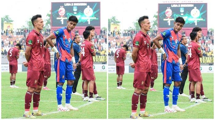 Striker Sriwijaya FC asal negara Buthan, Chencho Gyeltsen bersama kiper Rudi Nurdin Rajak usai laga menjamu Semen Padang FC berkesudahan skor 1-1 di Stadion Gelora Sriwijaya Jakabaring, Palembang, Minggu (1/10/2023).
