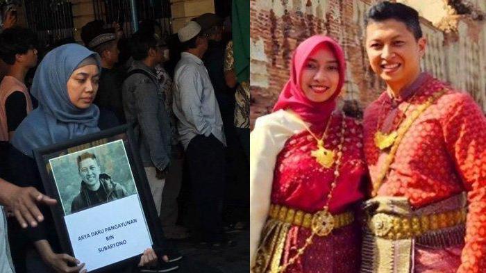 KASUS tewasnya diplomat muda kemlu, Arya Daru Pangayunan (ADP) yang jasadnya ditemukan dalam kondisi terlilit lakban kuning di kamar kosnya di Jalan Gondangdia Kecil, Menteng, Jakarta Pusat, Selasa (8/7/2025). Foto keluarga membawa foto almarhum Arya Daru Pangayunan, di rumah duka di Jalan Munggur, Bantul, Jogyakarat. (KIRI). Foto ADP semasa hidupnya bersama istri (Kanan)