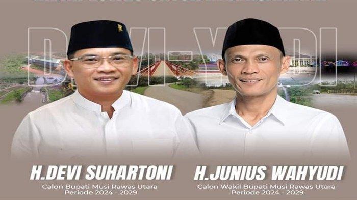 Pasangan Devi Suhartoni dengan Junius Wahyudi maju di Pilkada Muratara 2024.