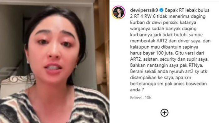 Unggahan Dewi Perssik yang mencecar ketua RT lantaran hewan kurban hanh dititipkan.