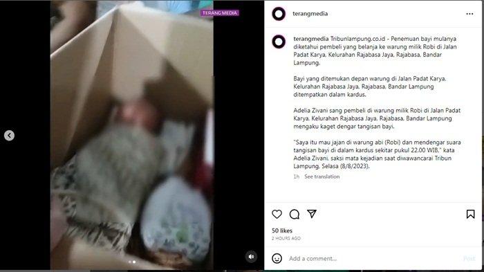 Heboh penemuan bayi hanya beralaskan kardus di Bandar Lampung viral.