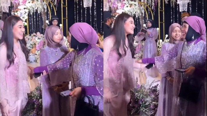 Inilah momen pertemuan Geni Faruk dengan Aaliyah Massaid (kiri) saat acara 7 bulanan Aurel Hermansyah.