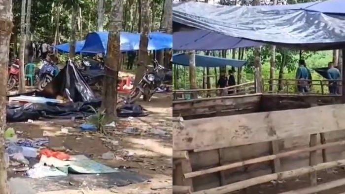 JUDI SABUNG AYAM - Lokasi judi sabung ayam yang menyebabkan tiga anggota Polsek Negara Batin, Way Kanan, Lampung, tewas setelah ditembak oleh oknum anggota TNI saat melakukan penggerebekan, Senin (17/3/2025) sore.