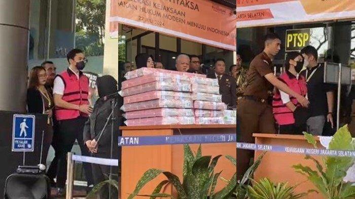 Kejaksaan Agung (Kejagung) memamerkan tumpukan uang miliaran Rupiah hingga deretan mobil mewah saat melimpahkan dua tersangka kasus dugaan korupsi PT Timah, Harvey Moeis dan Helena Lim.