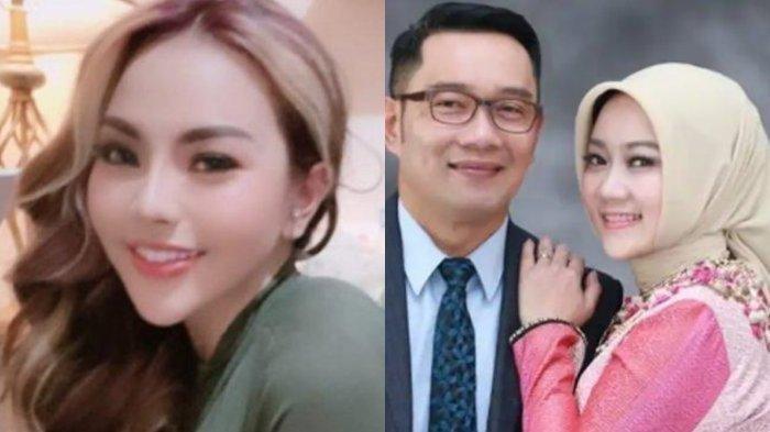 AYAH ANAK LISA MARIANA - Foto kolase Lisa Mariana (kiri) dan foto dokumentasi unggahan Atalia Praratya bersama Ridwan Kamil (kanan). Keberadaan Rosalino Diduga Ayah Biologis Anak Lisa Mariana