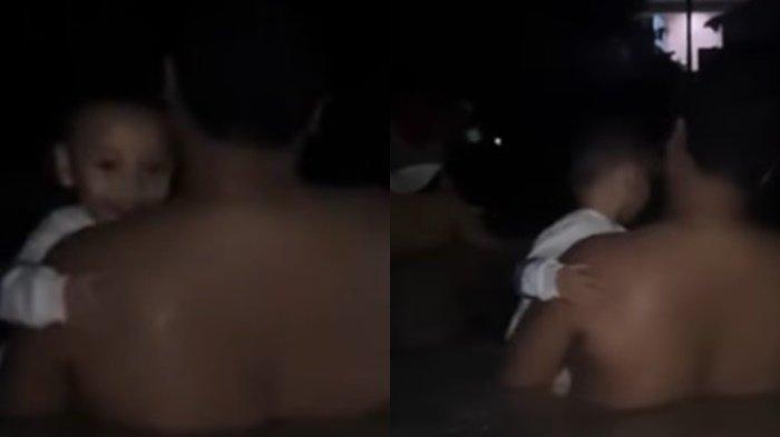 KELUARGA KEBANJIRAN - Tangkapan layar Instagram Rumpi_gosip Kamis (6/3/2025). Satu keluarga tampak menyelamatkan diri dari kebanjiran, lantaran perahu evakuasi tak kunjung datang