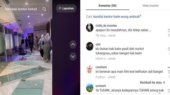 Kondisi kantor Baim Wong ambruk