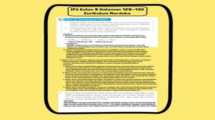 Kunci Jawaban IPA Kelas 9 Halaman 129-130
